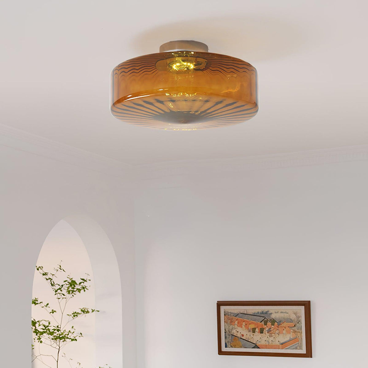Zaboron Amber Glass Ceiling Light