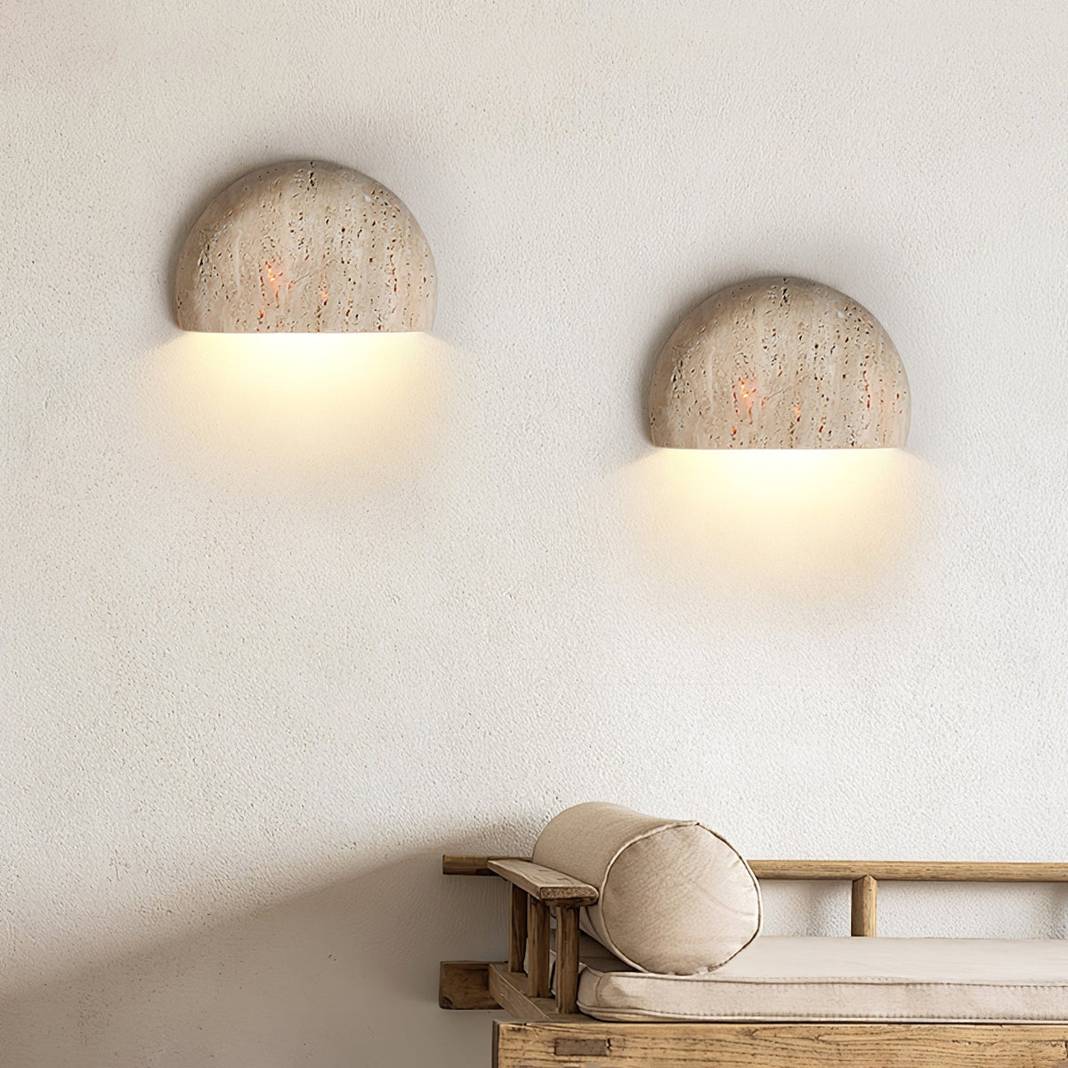 Armarel Half Moon Travertine Wall Light