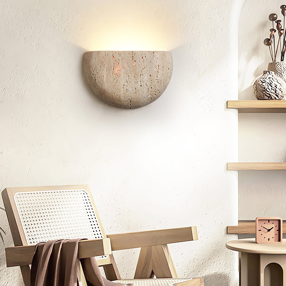 Armarel Half Moon Travertine Wall Light