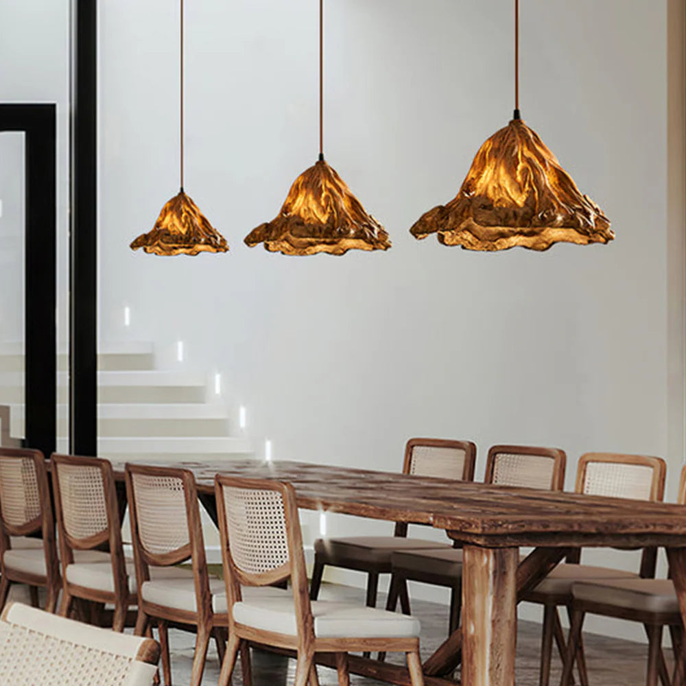 Colivedi Art Lotus Leaf LED Pendant Light Resin Dining Room