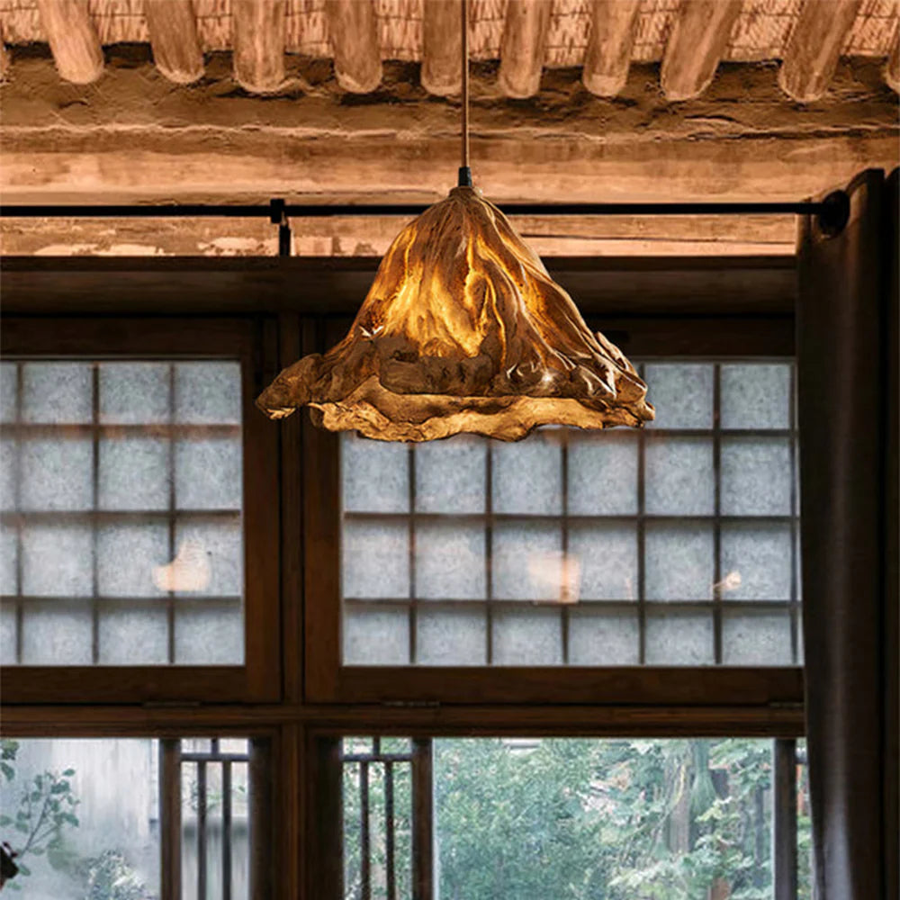 Colivedi Art Lotus Leaf LED Pendant Light Resin Dining Room