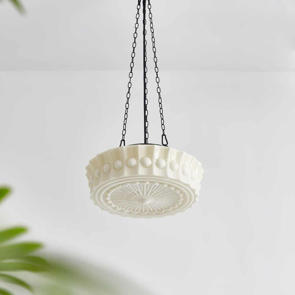 Rumagus Vintage French Country Dome Pendant Light, White/Beige