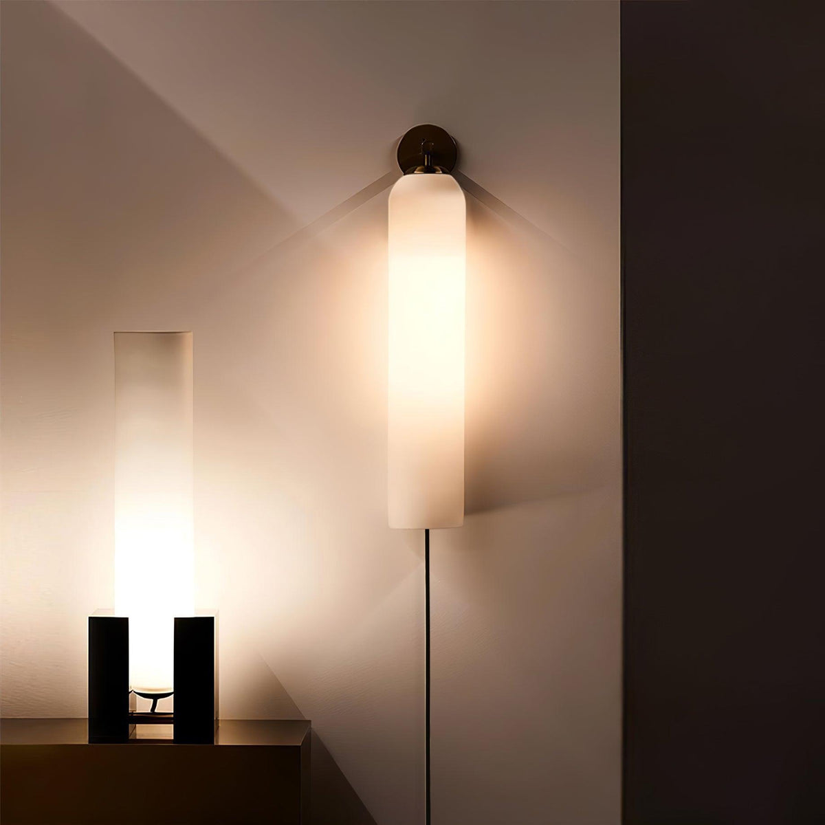 Glass Cylinder Plug-In Wall Sconce