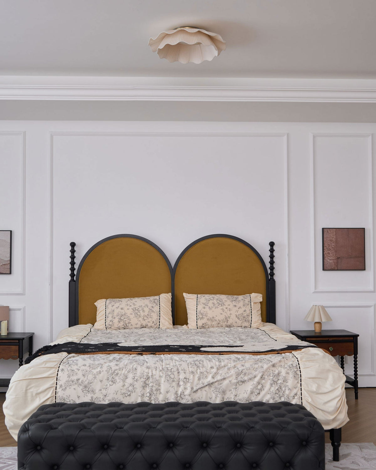 Mylirira Premium Elegance Wave Brass Fabric Ceiling Lamp