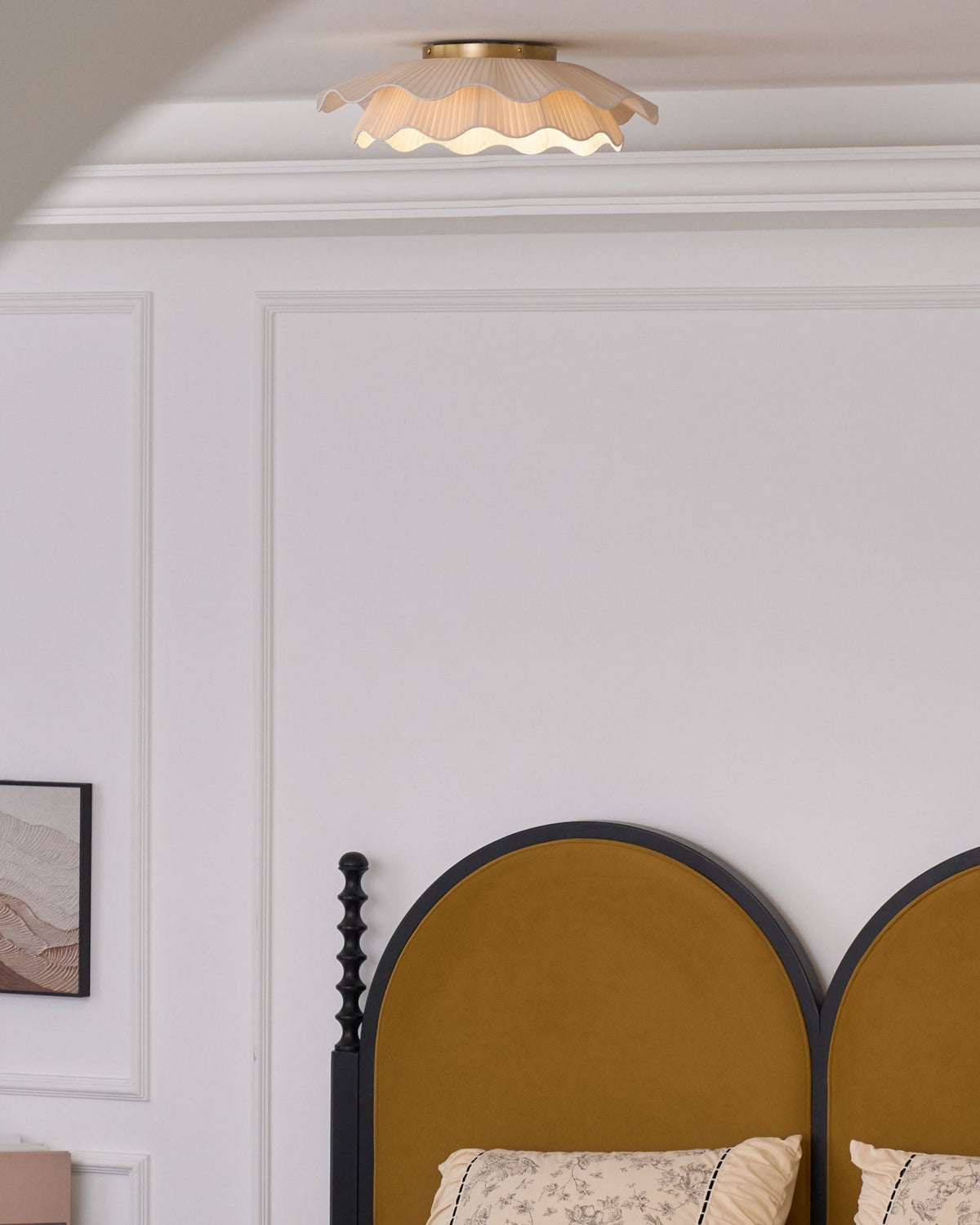 Mylirira Premium Elegance Wave Brass Fabric Ceiling Lamp