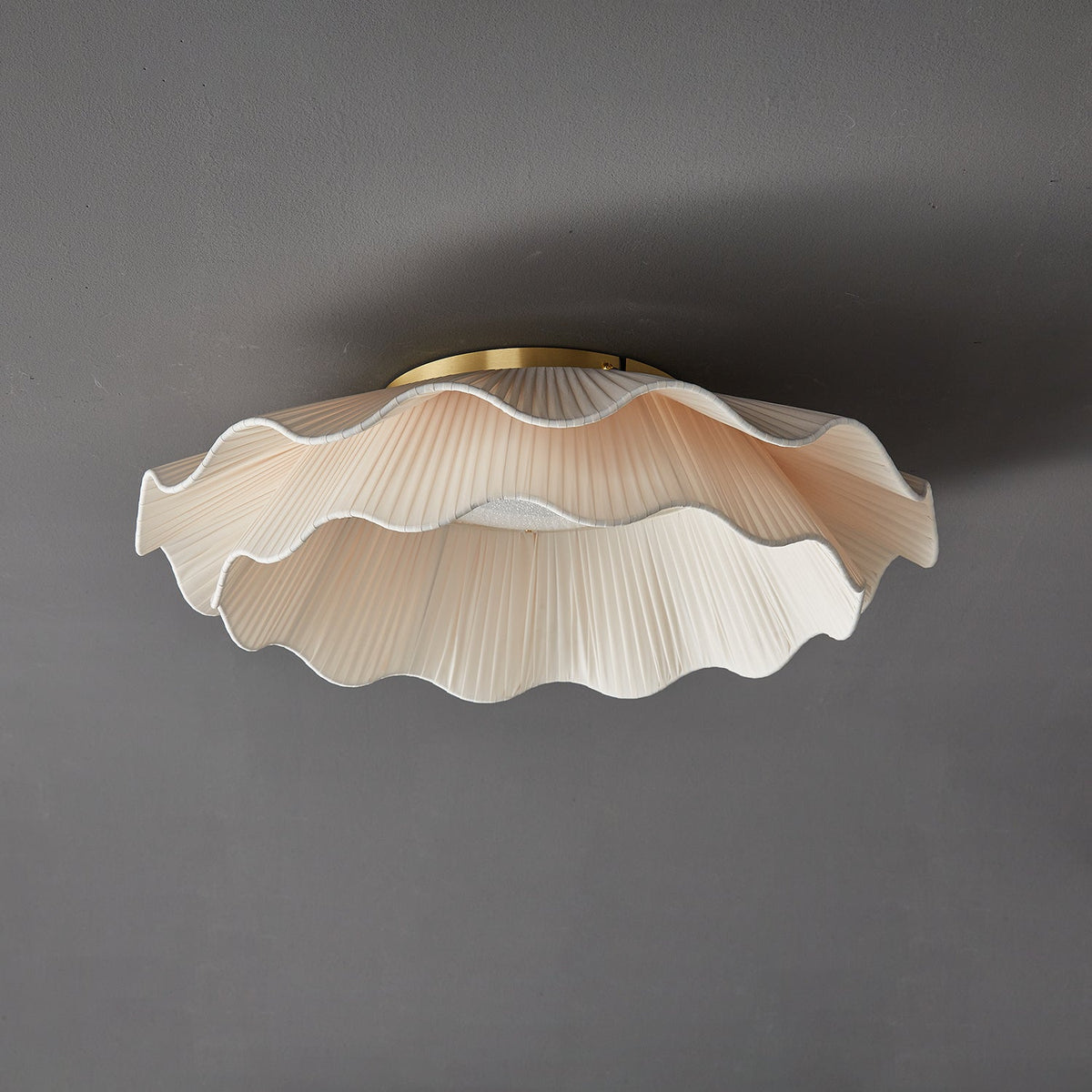 Mylirira Premium Elegance Wave Brass Fabric Ceiling Lamp