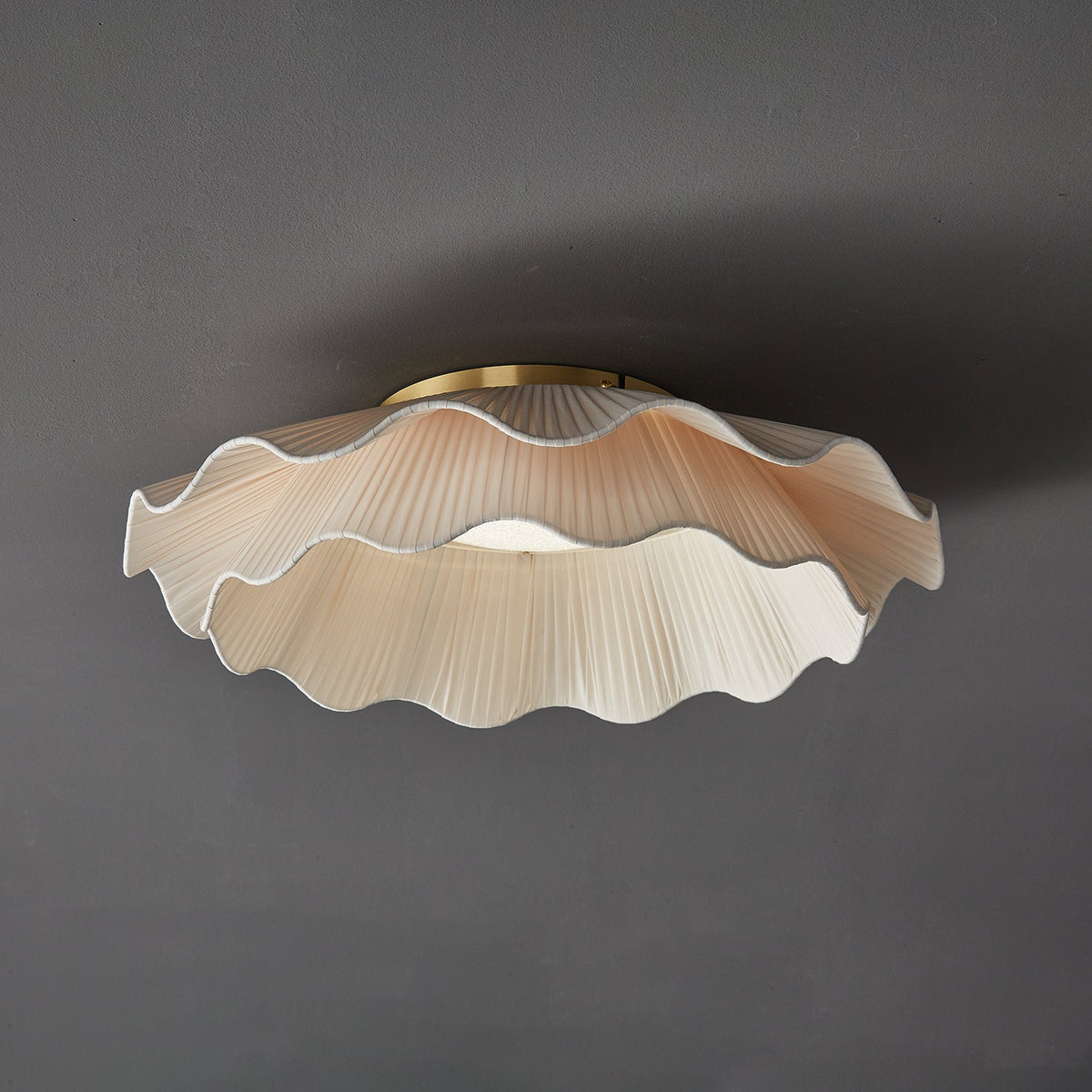 Mylirira Premium Elegance Wave Brass Fabric Ceiling Lamp