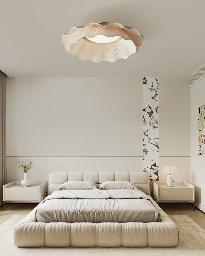 Mylirira Premium Elegance Wave Brass Fabric Ceiling Lamp