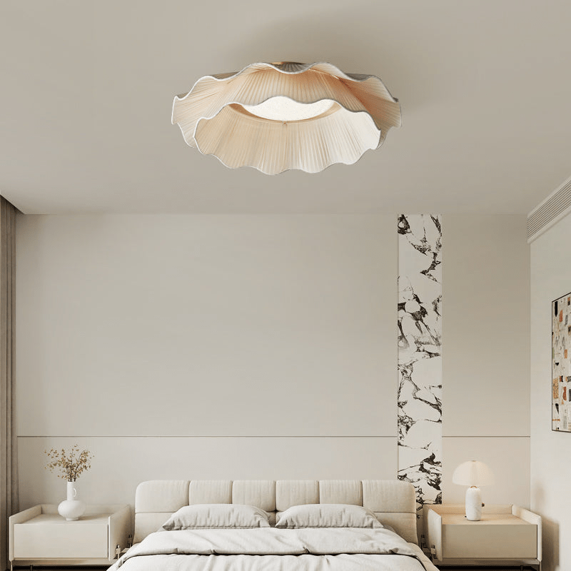 Mylirira Premium Elegance Wave Brass Fabric Ceiling Lamp