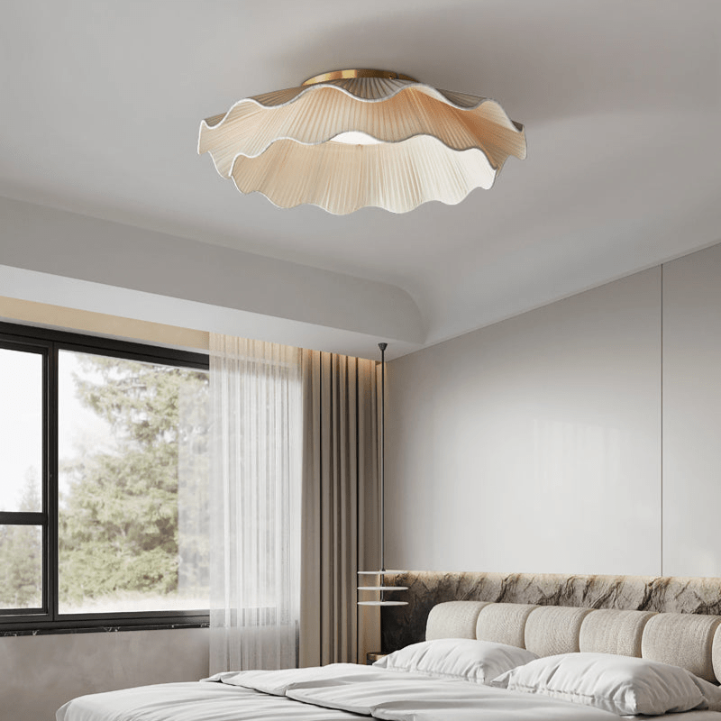 Mylirira Premium Elegance Wave Brass Fabric Ceiling Lamp
