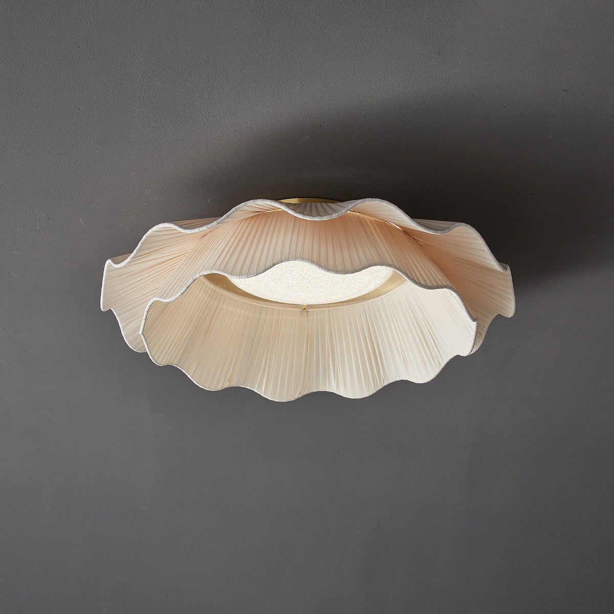 Mylirira Premium Elegance Wave Brass Fabric Ceiling Lamp