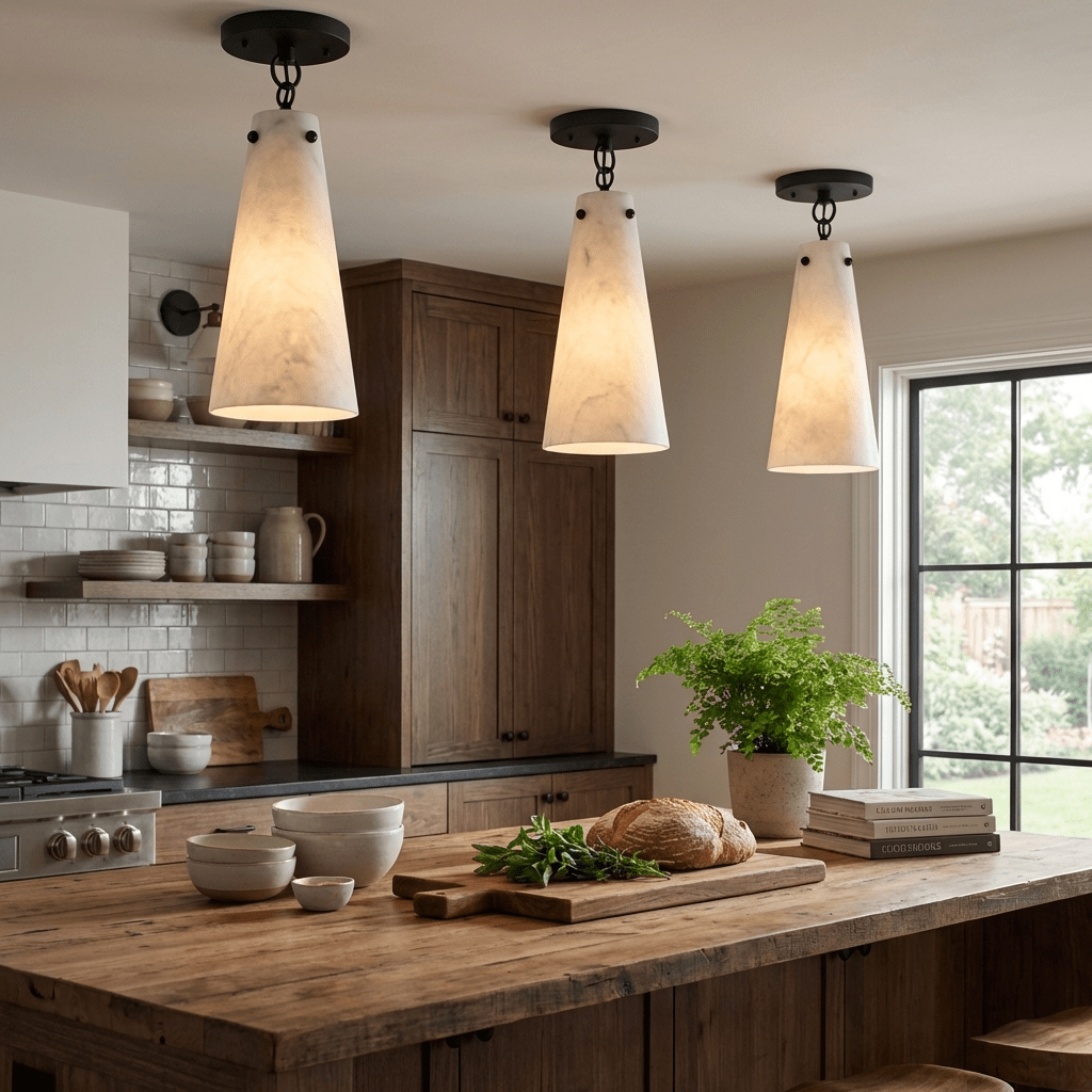 Marcellia Tapered Alabaster Ceiling Light