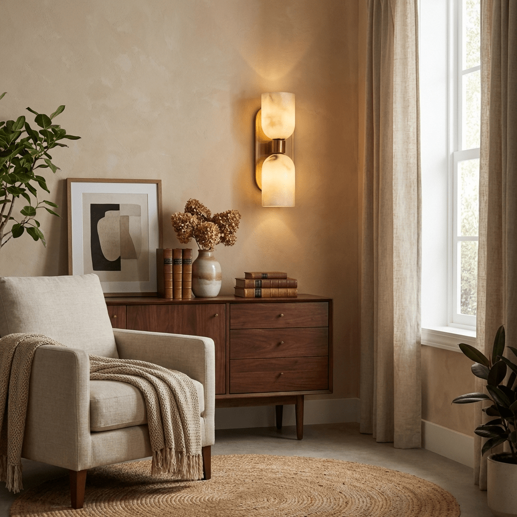 Vireaux Twin Alabaster Wall Light
