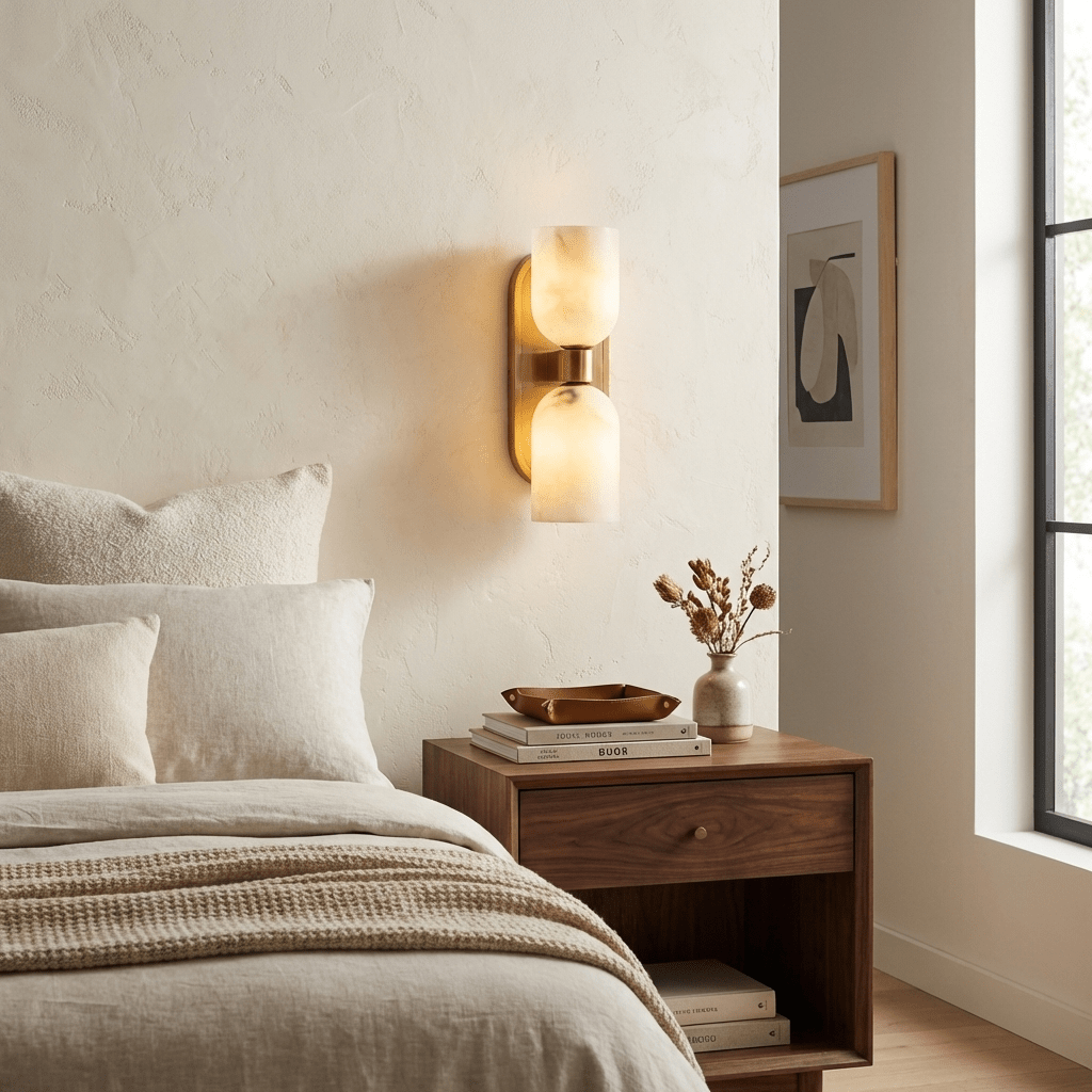 Vireaux Twin Alabaster Wall Light