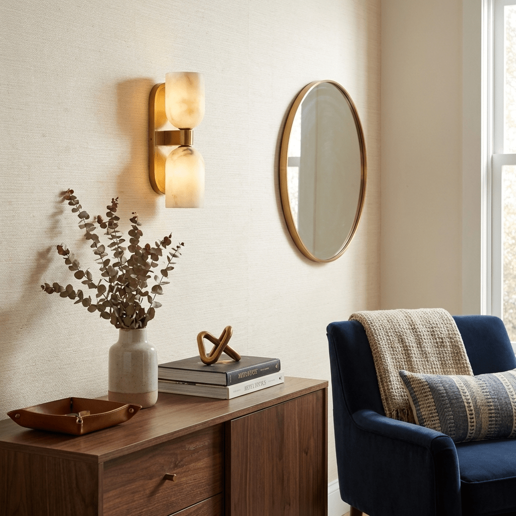 Vireaux Twin Alabaster Wall Light