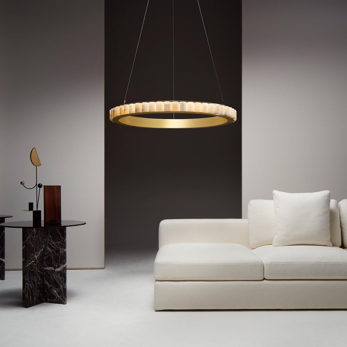 Lyra Postmodern Luxury Stainless Alabaster Chandelier