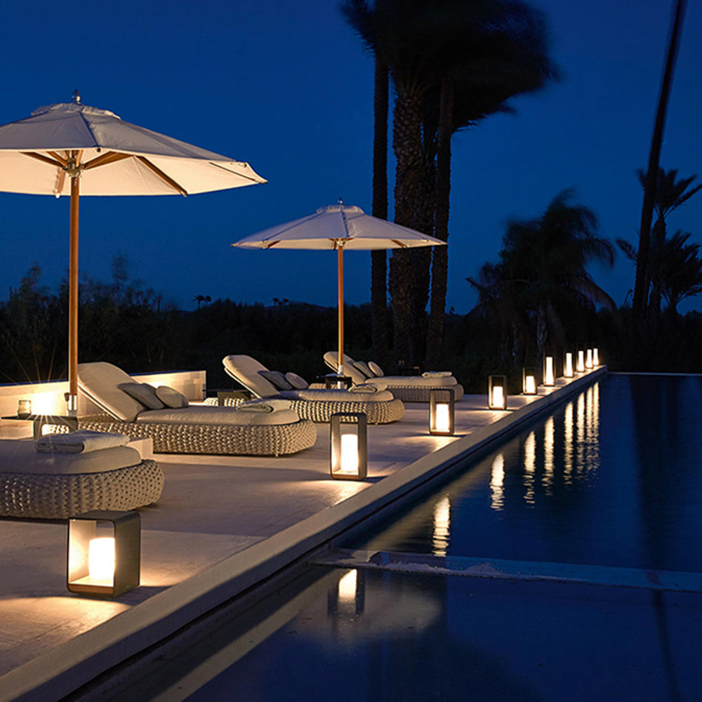 Fobuged Minimalist Cuboid Candle Solar Outdoor Floor Lamp Black