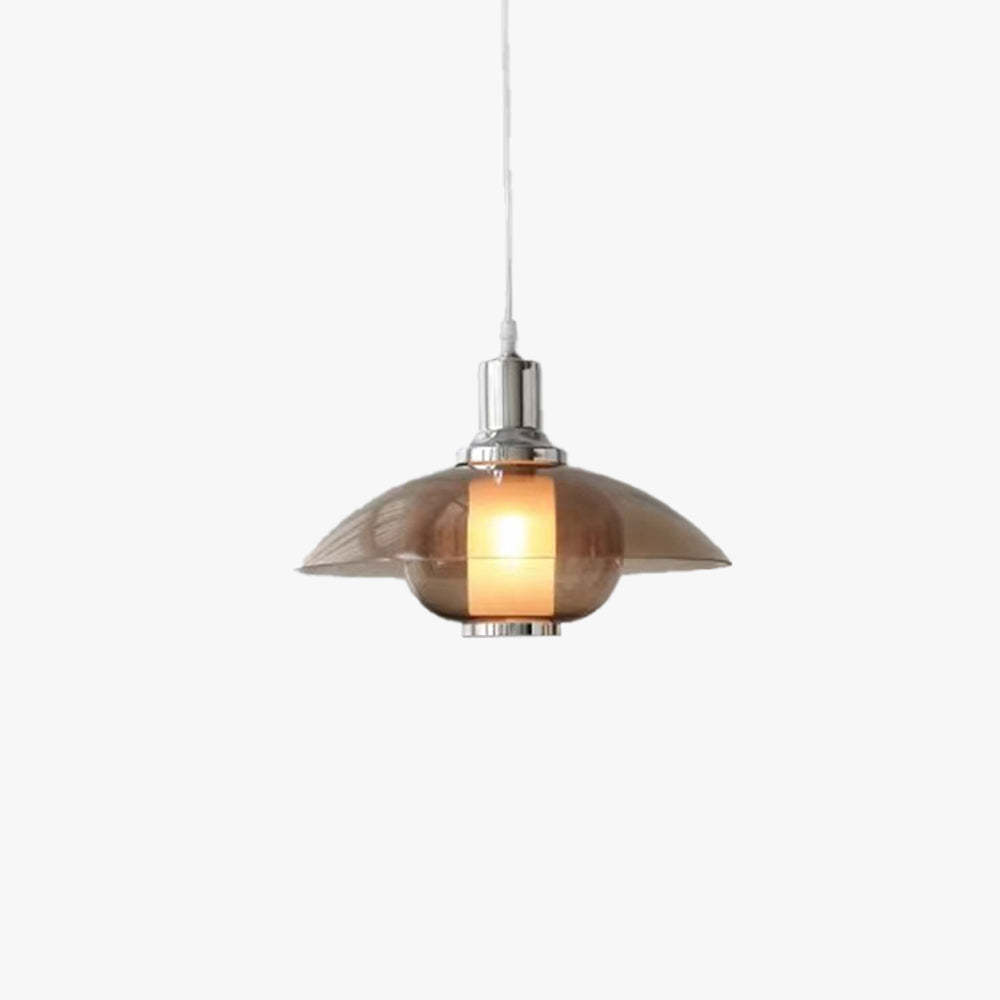 Laravudi Modern Round LED Pendant Light Brown Glass Living Room