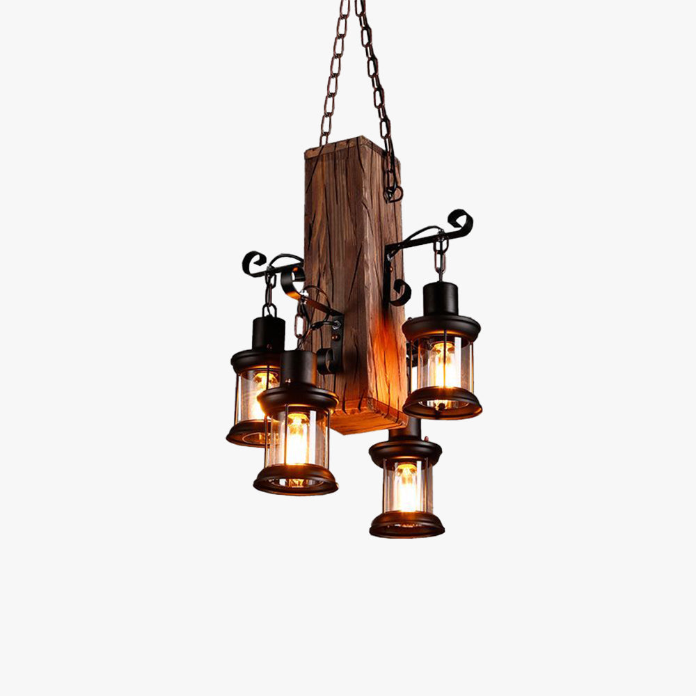 Sevuvado Industrial Lantern Wood Pendant Light