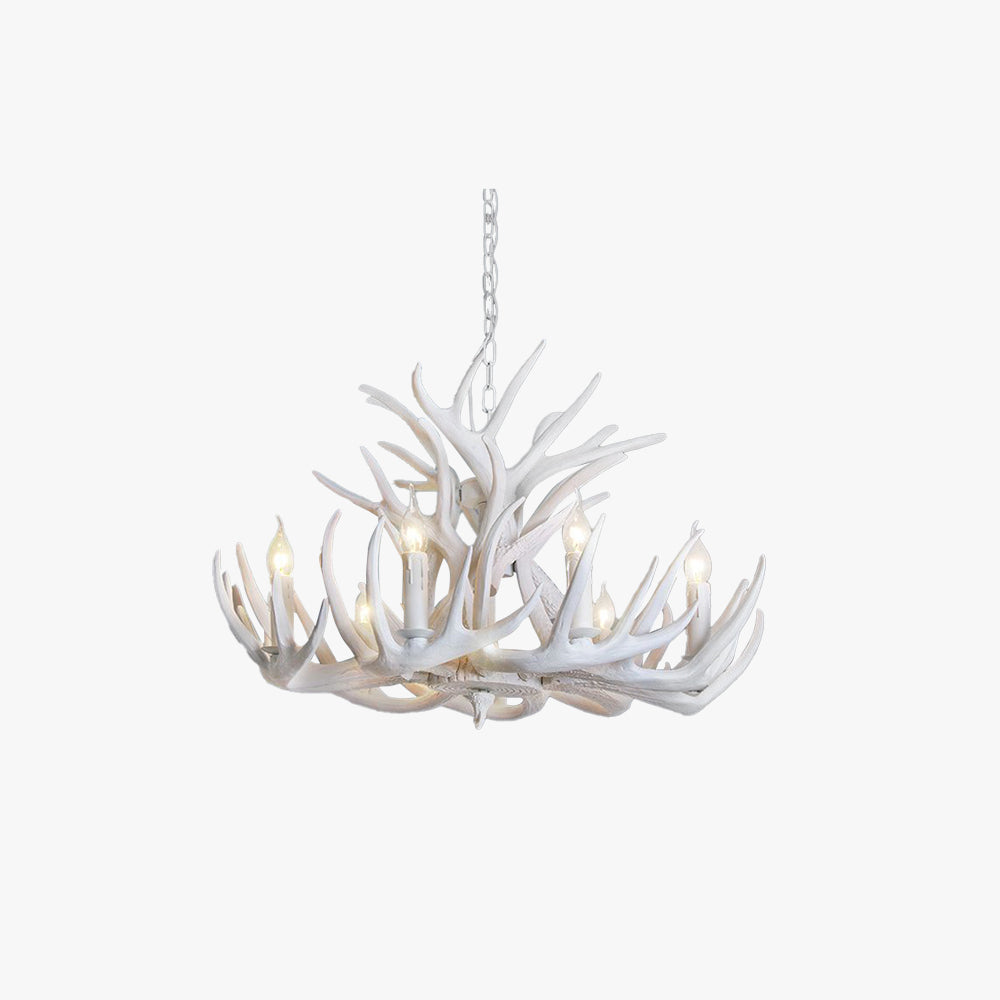 Jibuleno Rustic Antler Metal/Resin Chandelier White Dining Room