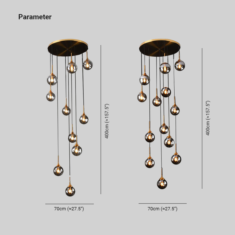 Givares Modern Spiral Ball Glass Staircase Chandelier