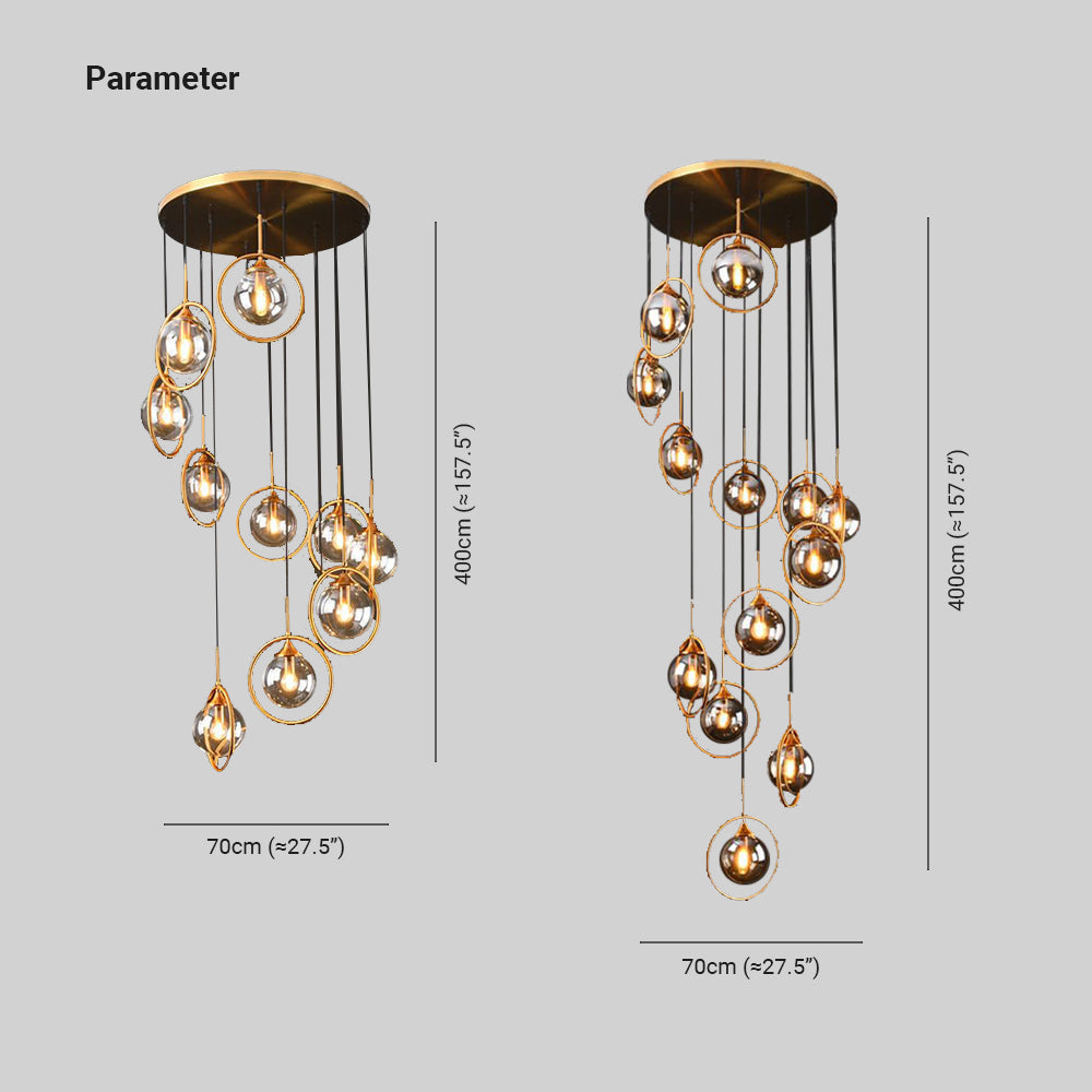 Givares Modern Spiral Ball Glass Staircase Chandelier