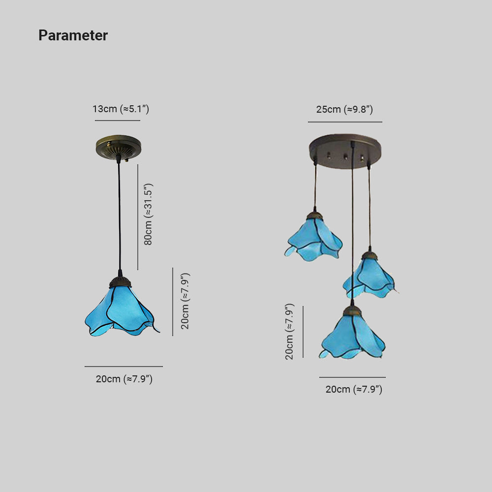 Latumod Flower Resin Pendant Light, Blue/Pink, 1/3 Heads