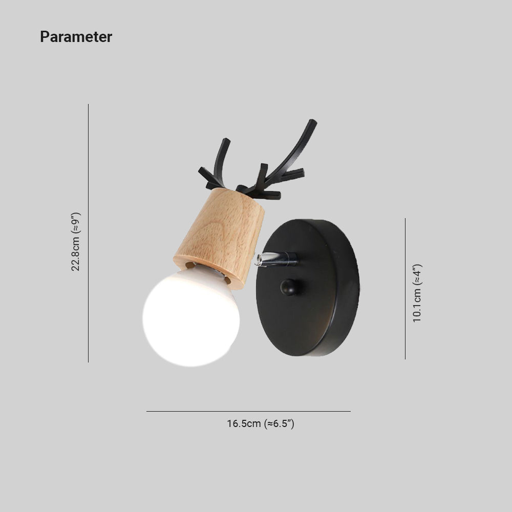 Tasemak Modern Antler Wood/Glass Wall Lamp, Bedroom/Bathroom