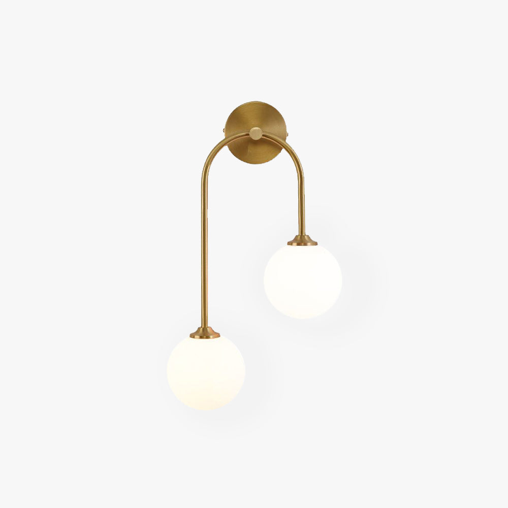 Hanagir Modern Arc Globe Glass Wall Lamp, Brass, Living Room