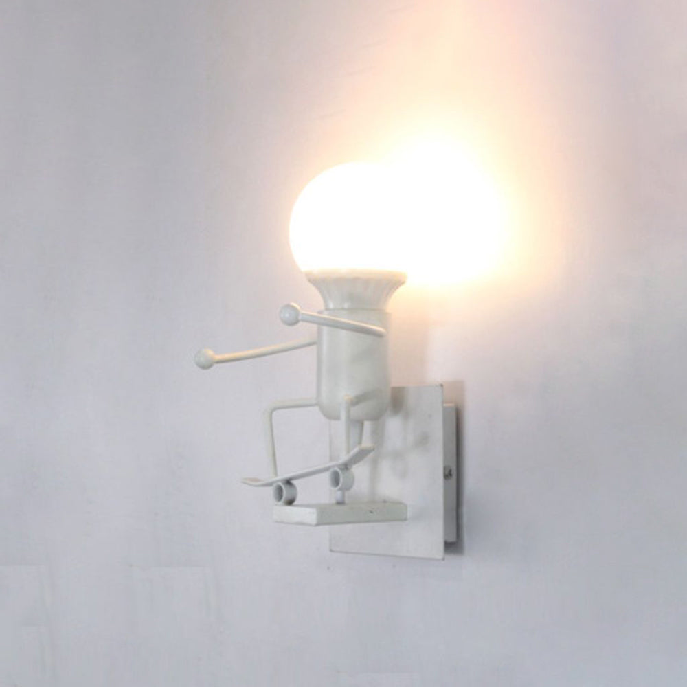 Relarat Modern Decorative Man Metal Wall Lamp, White/Black