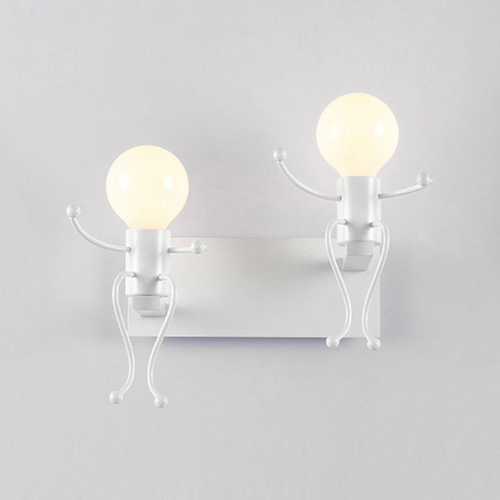 Relarat Modern Decorative Man Metal Wall Lamp, White/Black