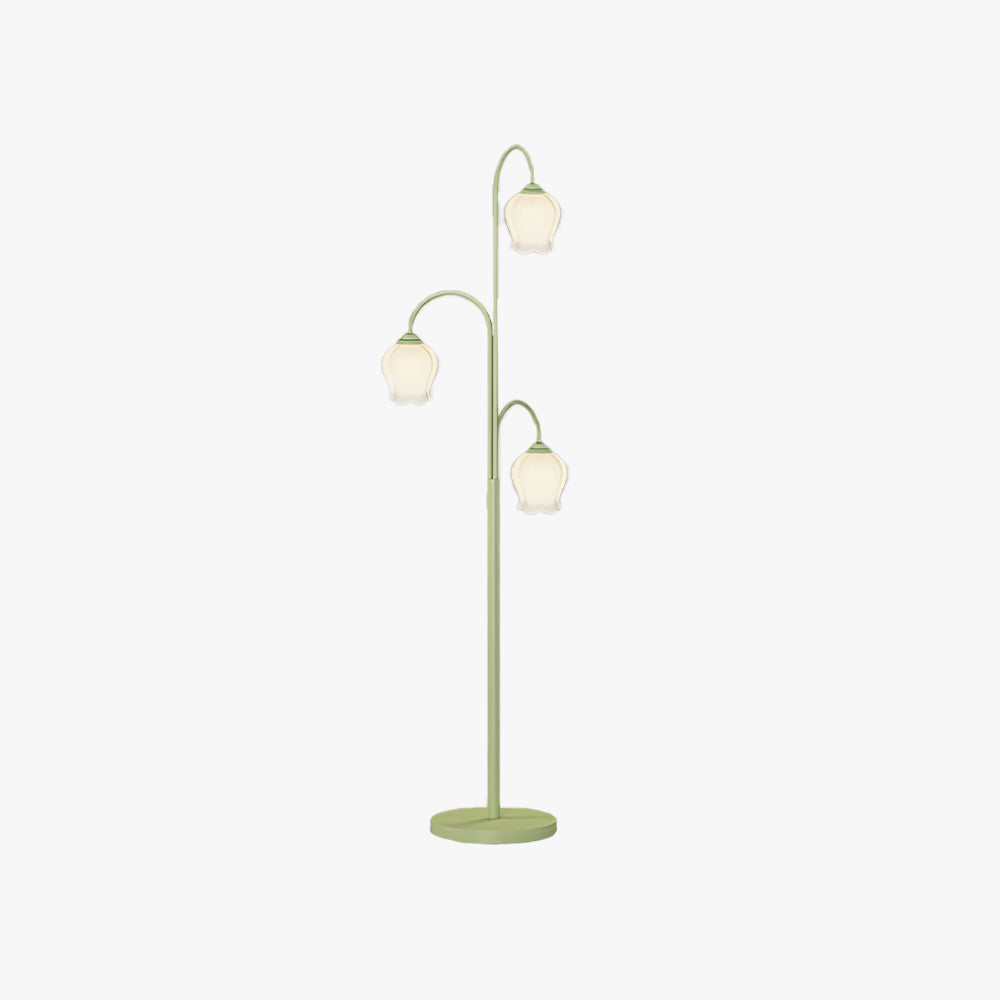 Tekusat Green Shade Flower Floor Lamp, Metal/Glass, Living Room/Bedroom