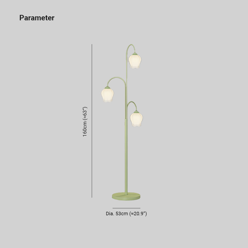 Tekusat Green Shade Flower Floor Lamp, Metal/Glass, Living Room/Bedroom