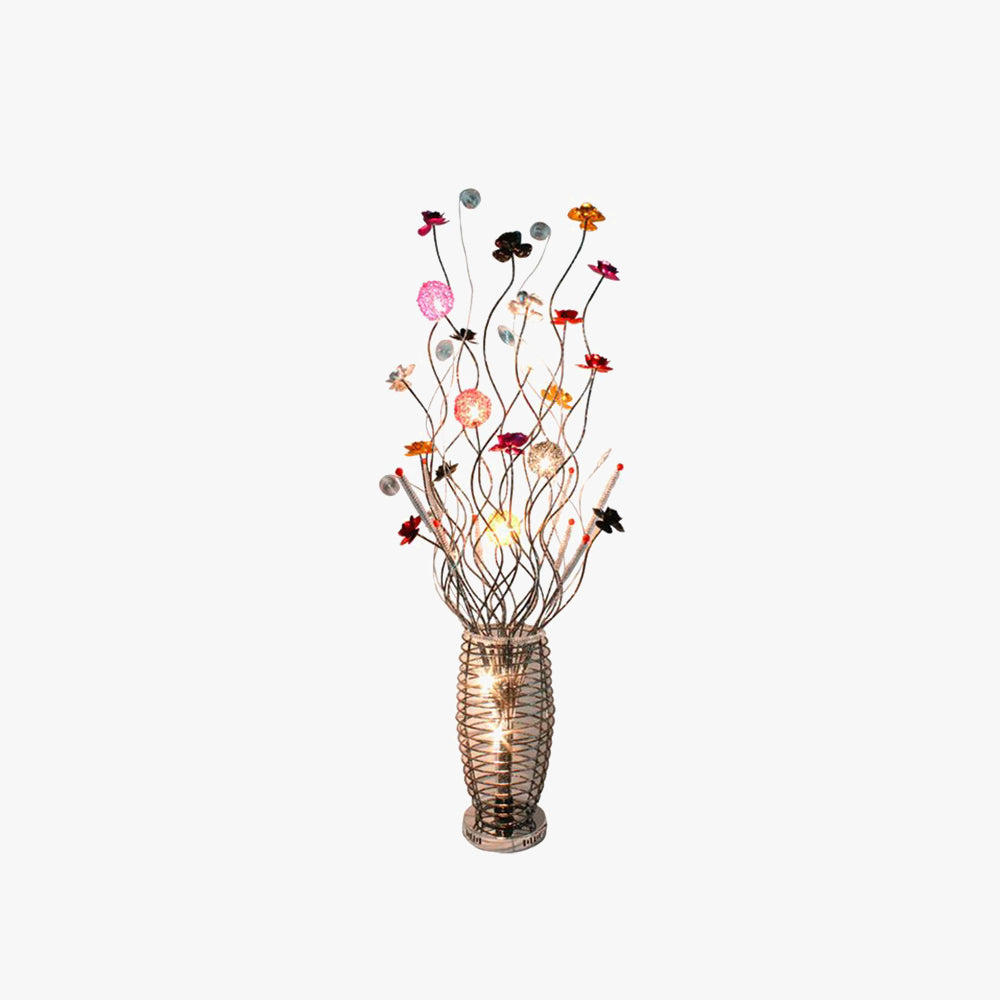 Fitudal Art Deco Flower Vase Silver Metal Floor Lamp