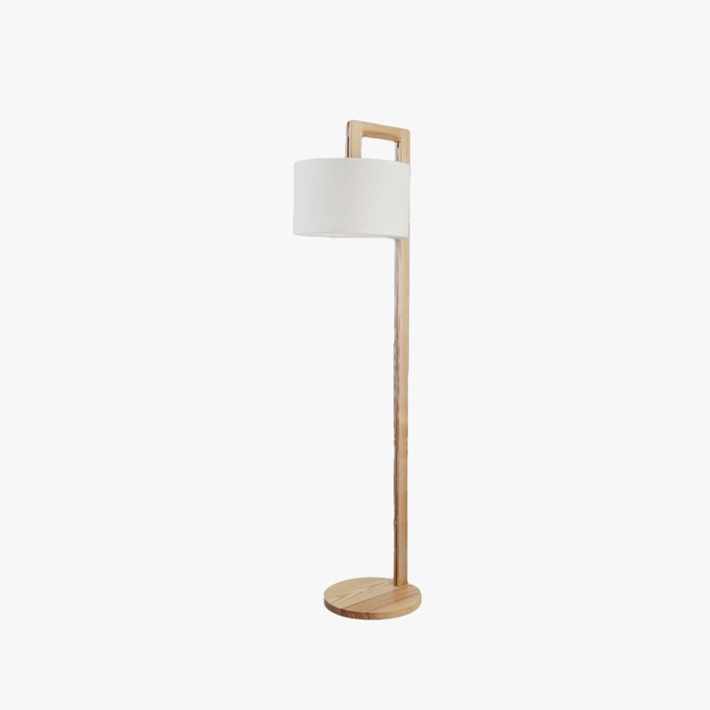 Bamugod Japanese Right Angle Arm Floor Lamp, Beige, Wood/Fabric