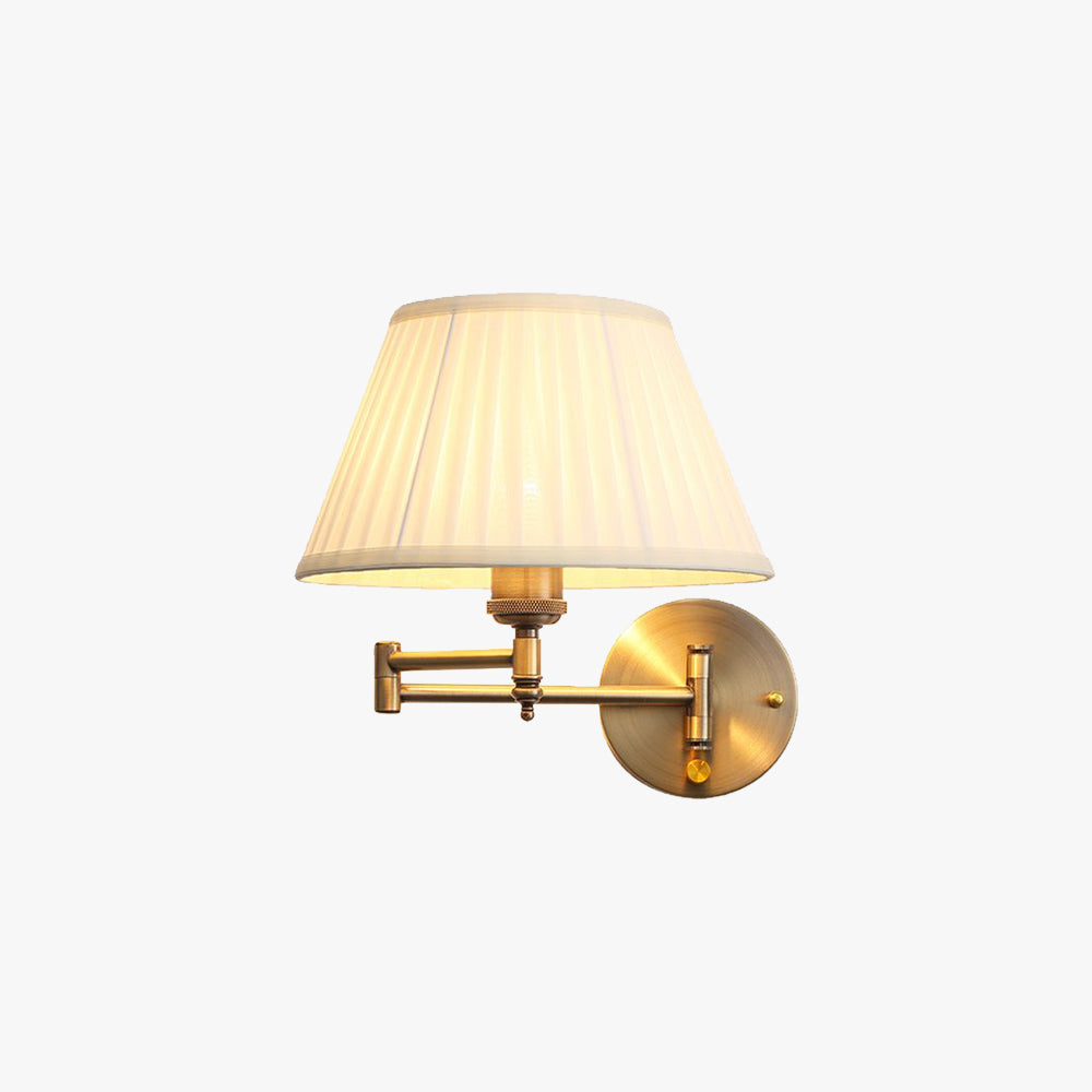 Vilamir Wall Lamp Vintage, Pleated Fabric Adjustable, White/Beige, Bedroom