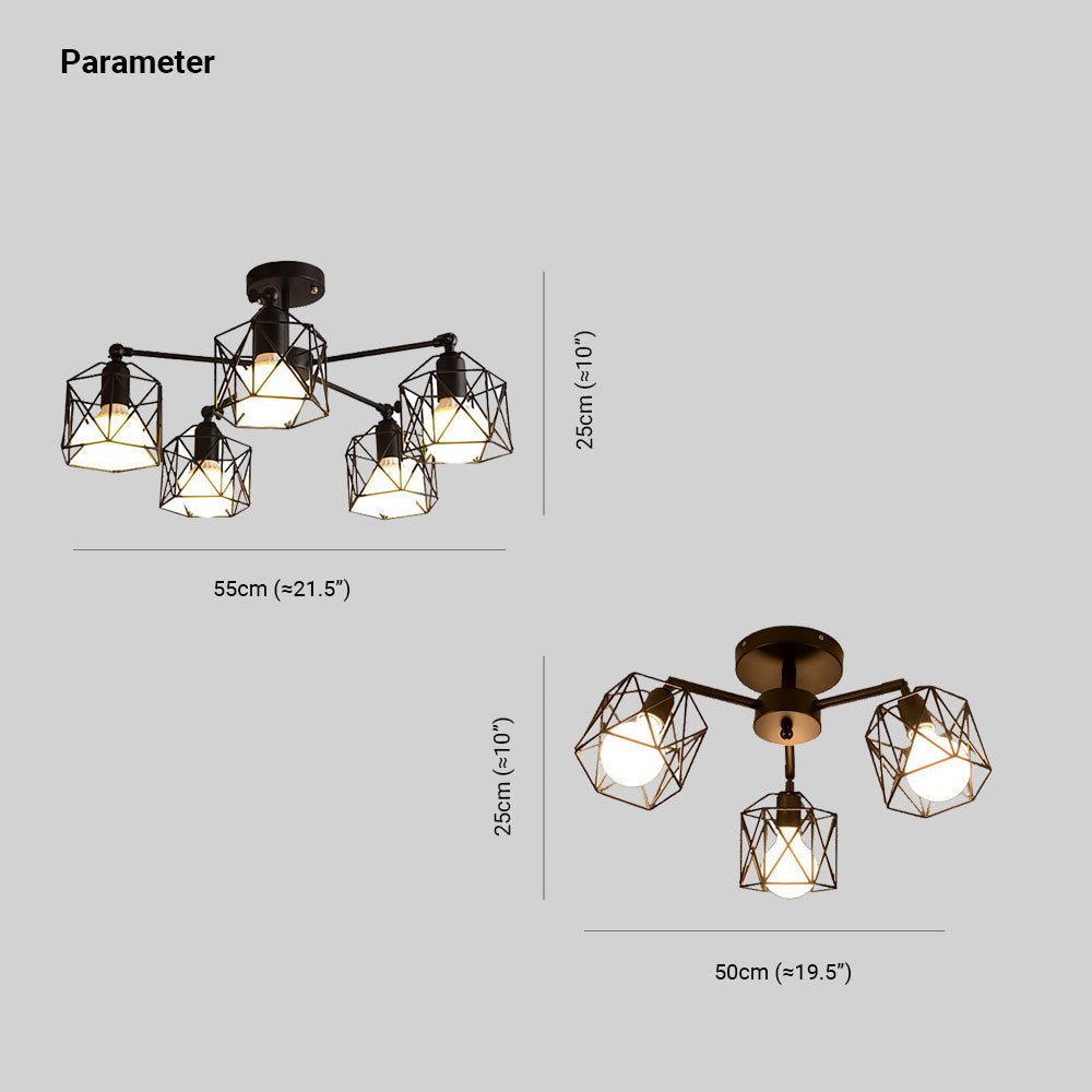 Pibimal Black Semi-Flush Mount Ceiling Light