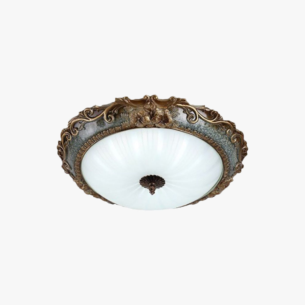 Midesas Flush Mount Ceiling Light, Brass/Resin