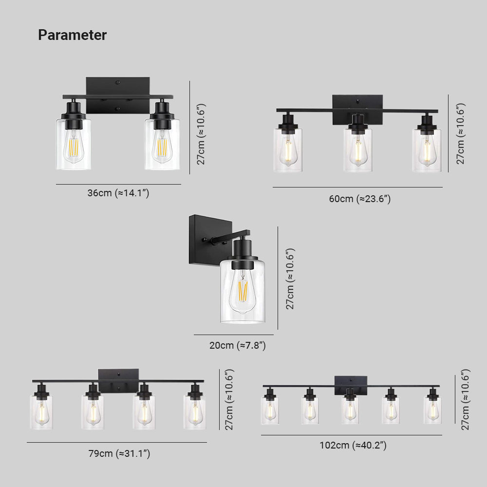 Rumorot Modern Mirror Front Black Vanity Wall Lamp, Metal/Glass