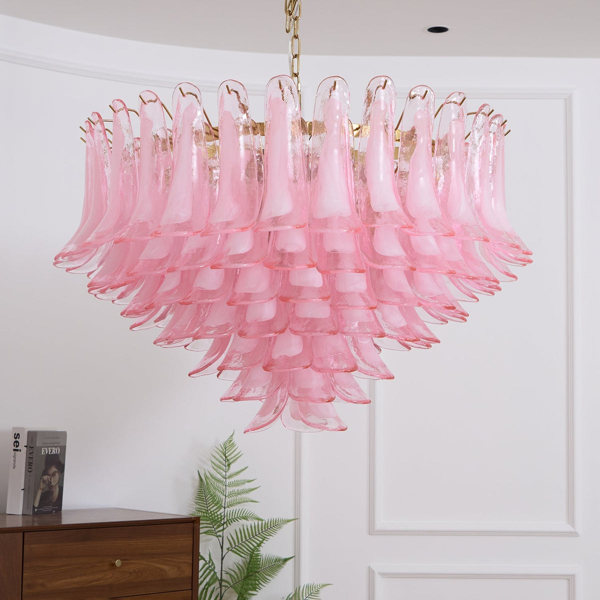 Blush Cascade Glass Chandelier