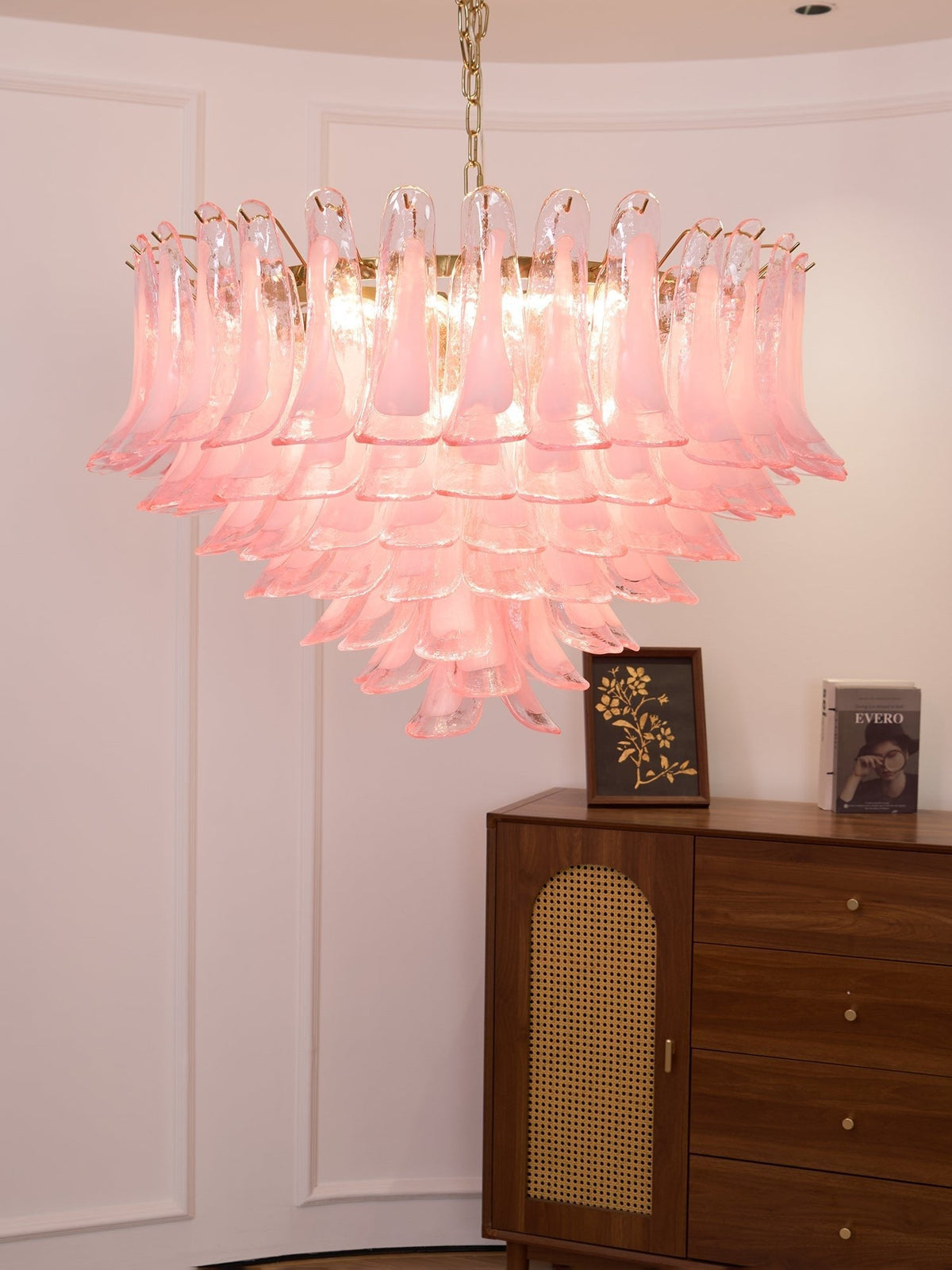 Blush Cascade Glass Chandelier