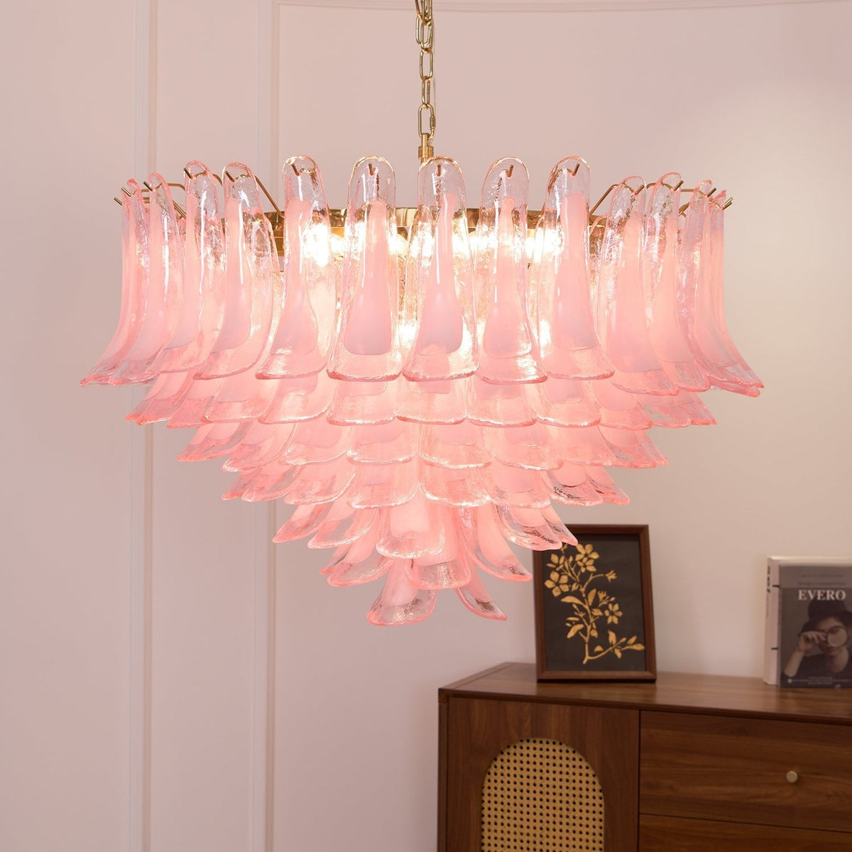 Blush Cascade Glass Chandelier