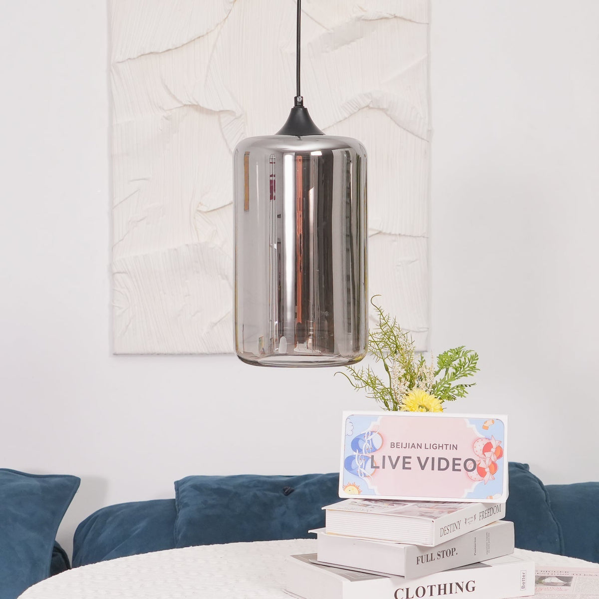 Lovider Minimalist Bottle Glass Pendant Light Smoke Gray