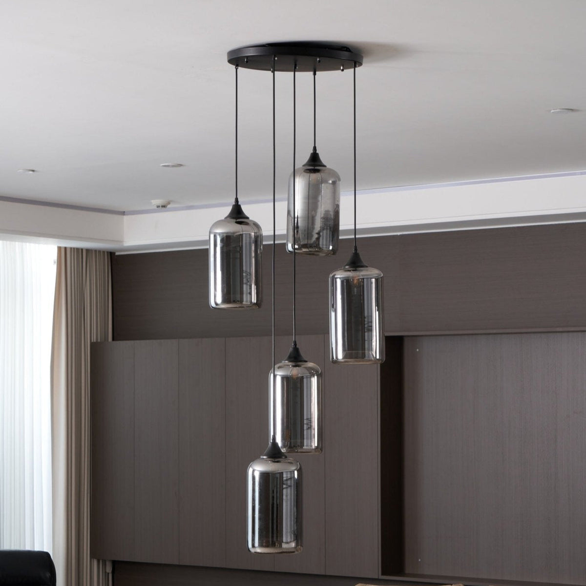 Lovider Minimalist Bottle Glass Pendant Light Smoke Gray