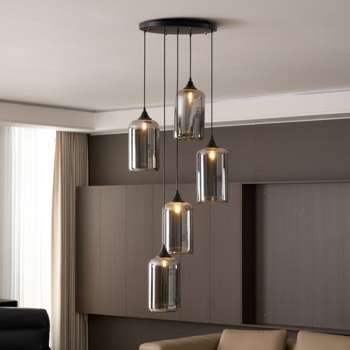 Lovider Minimalist Bottle Glass Pendant Light Smoke Gray