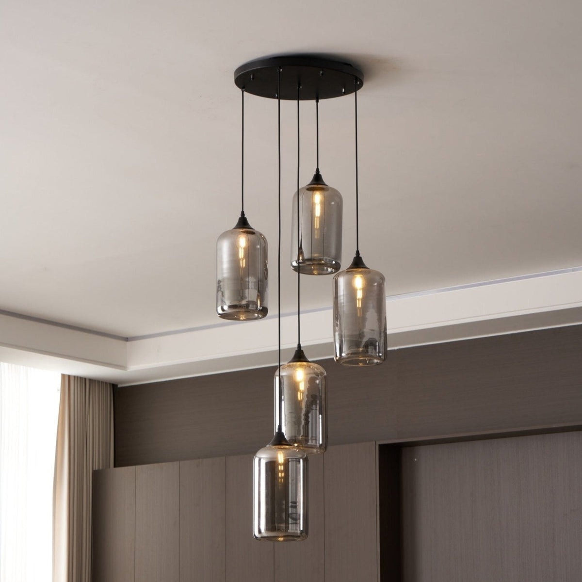 Lovider Minimalist Bottle Glass Pendant Light Smoke Gray