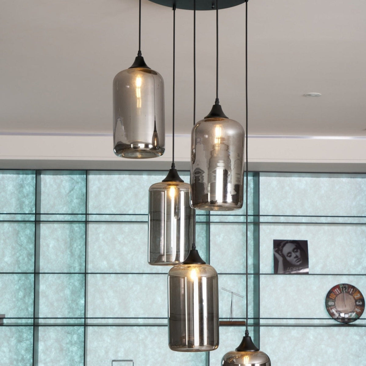 Lovider Minimalist Bottle Glass Pendant Light Smoke Gray