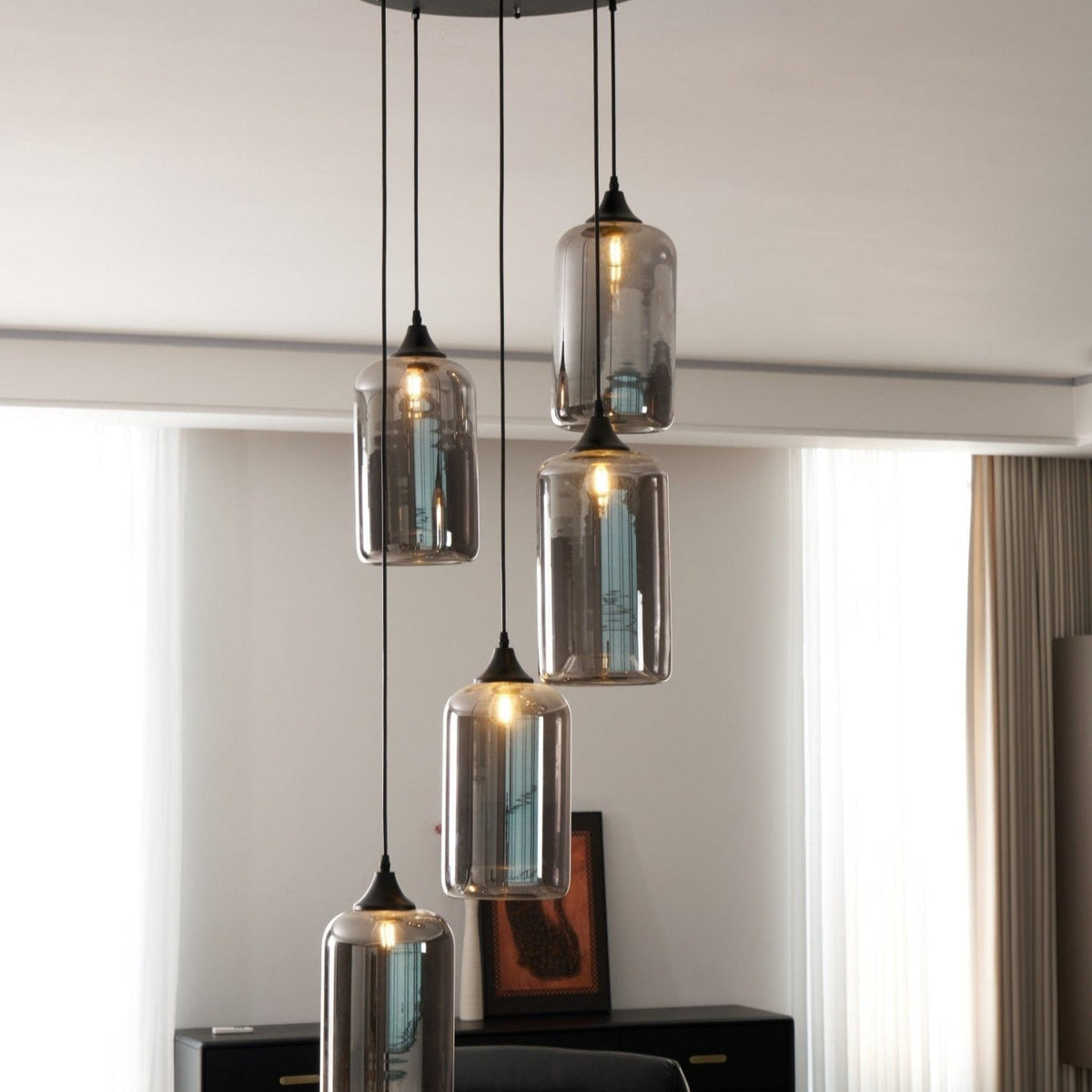 Lovider Minimalist Bottle Glass Pendant Light Smoke Gray