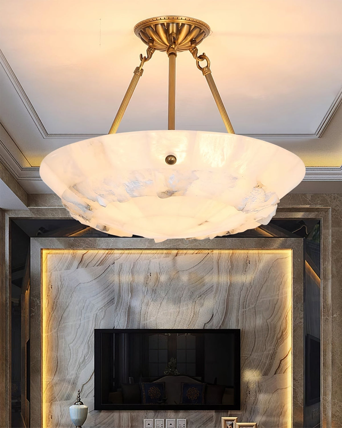 Nomen Bowl Pendant Lamp Alabaster Elegance