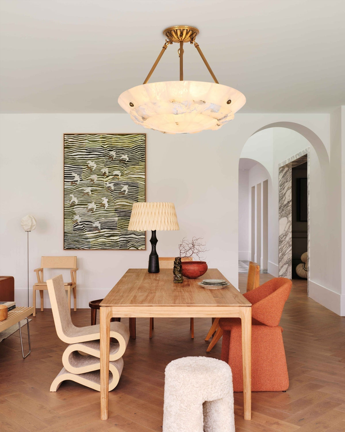 Nomen Bowl Pendant Lamp Alabaster Elegance
